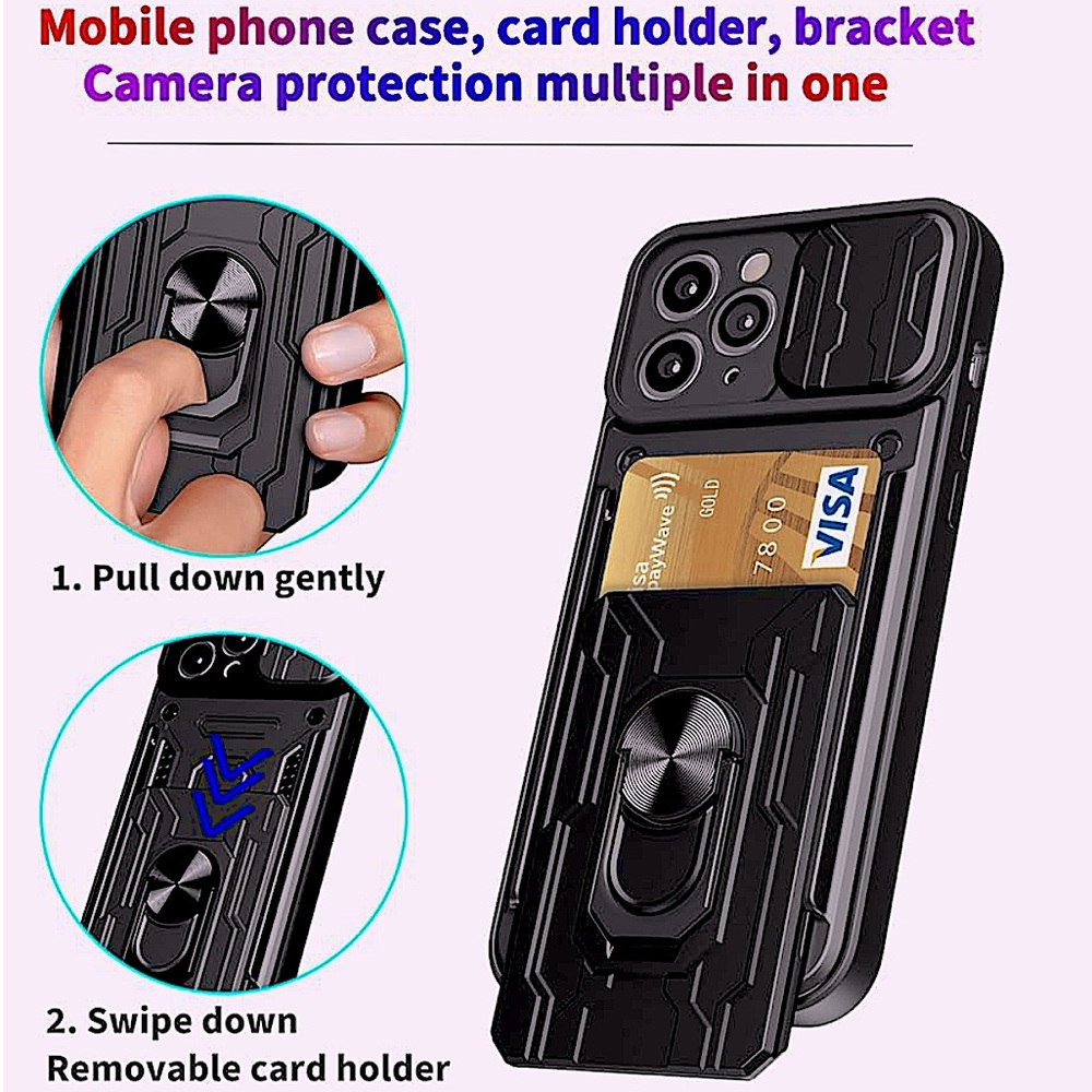 NEW IPhone 11 Pro Max Shockproof Wallet Case with Sliding Case for back Camera